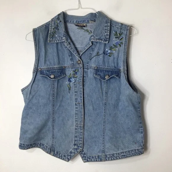 Bill Blass vest women xl denim embroidered vintage - Picture 7 of 7